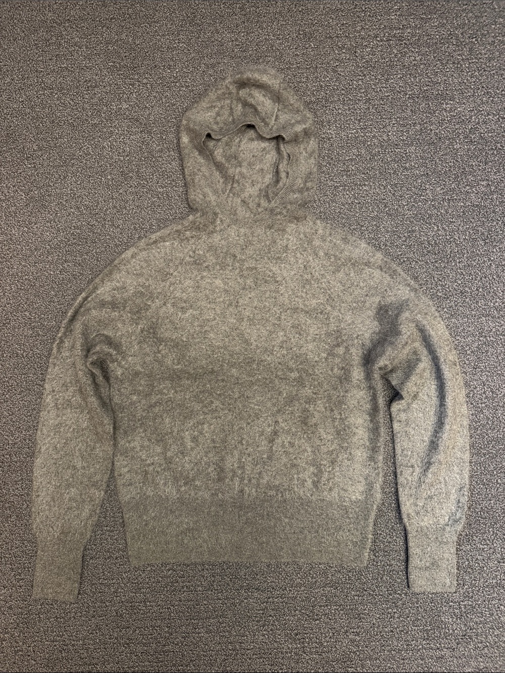 COS Brushed Cashmere Hoodie in Green-Grey